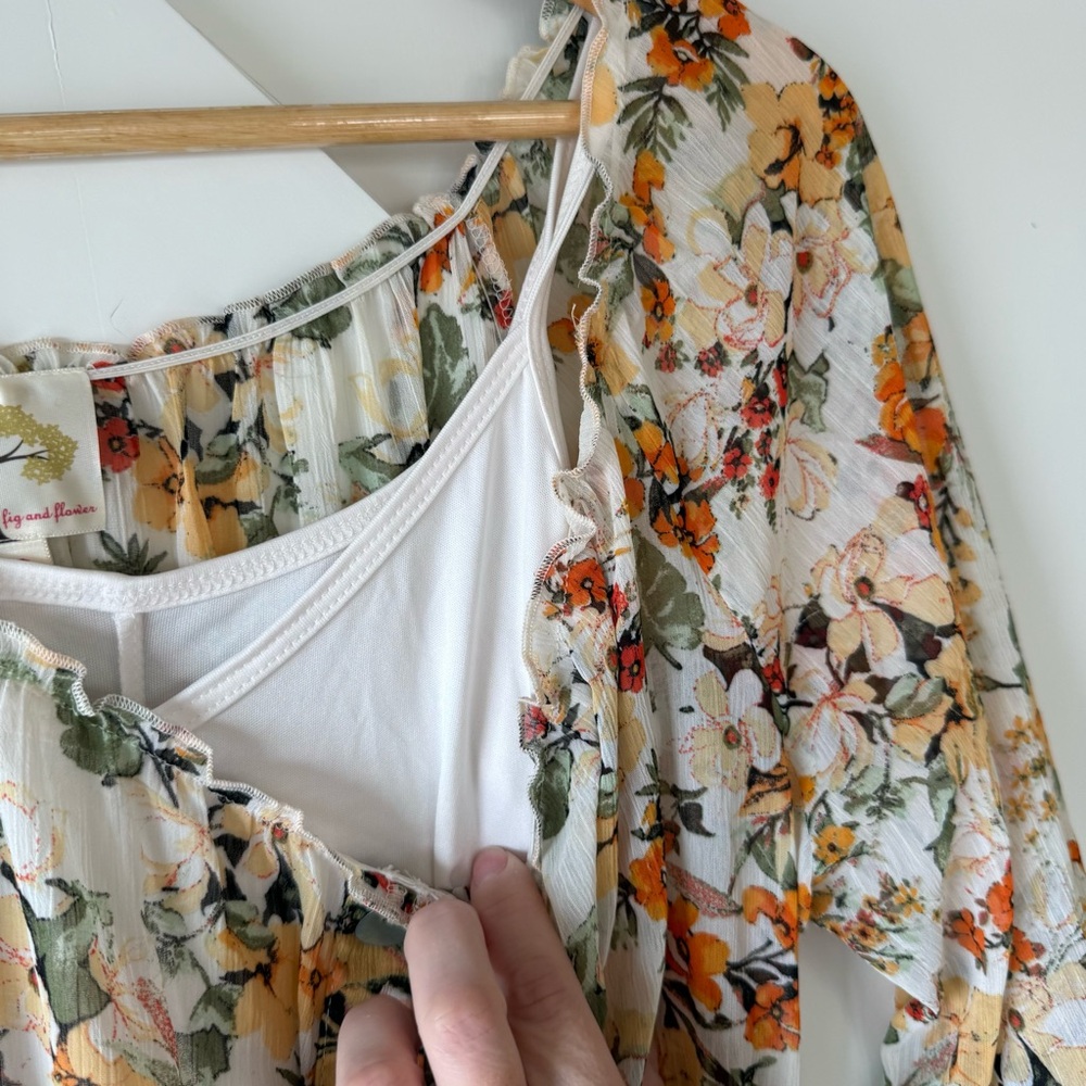 Anthropologie Fig and Flower Chiffon Floral Midi Dress - Picture 9 of 11
